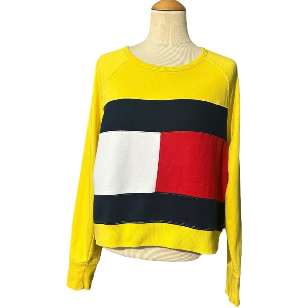 Tommy Hilfiger Sport Cropped Colorblock Sweater Yellow XL